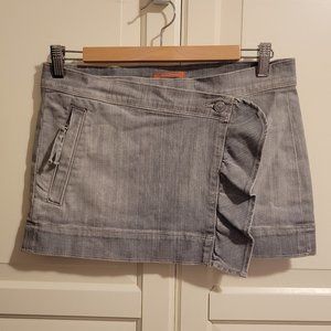 7 For All Mankind Grey Gray Denim Miniskirt Mini Skirt Sz 27 Ruffle